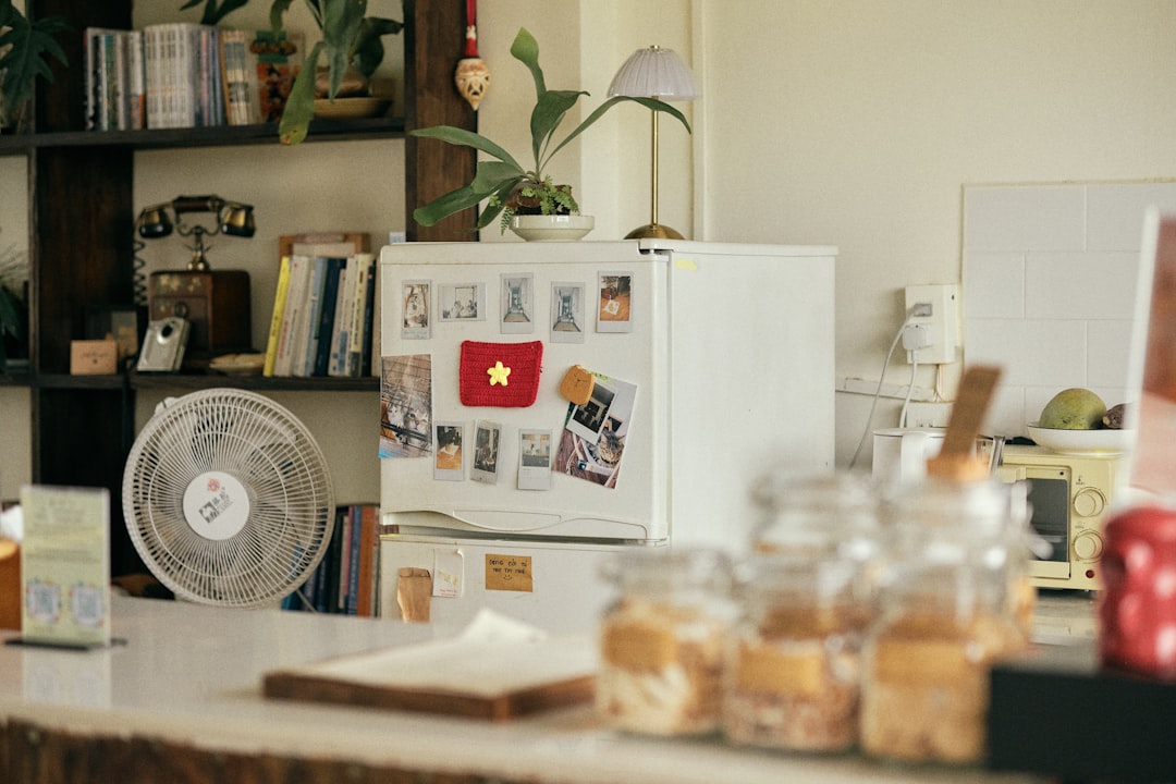 A cozy home interior with organized spaces, showcasing a tidy pantry and clean surfaces.