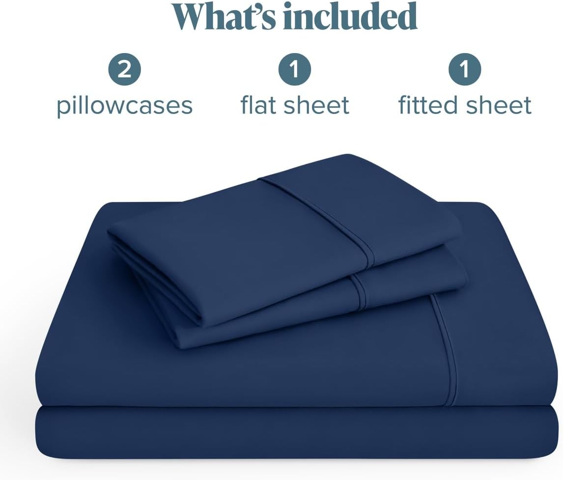 Bare Home Queen Sheet Set - 1800 Ultra-Soft (Queen, Dark Blue) - Image 10