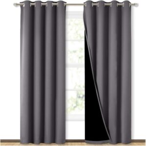 NICETOWN Grey Full Shade Curtain Pa...