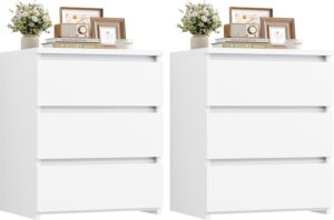 FOTOSOK Nightstands Set of 2, White...