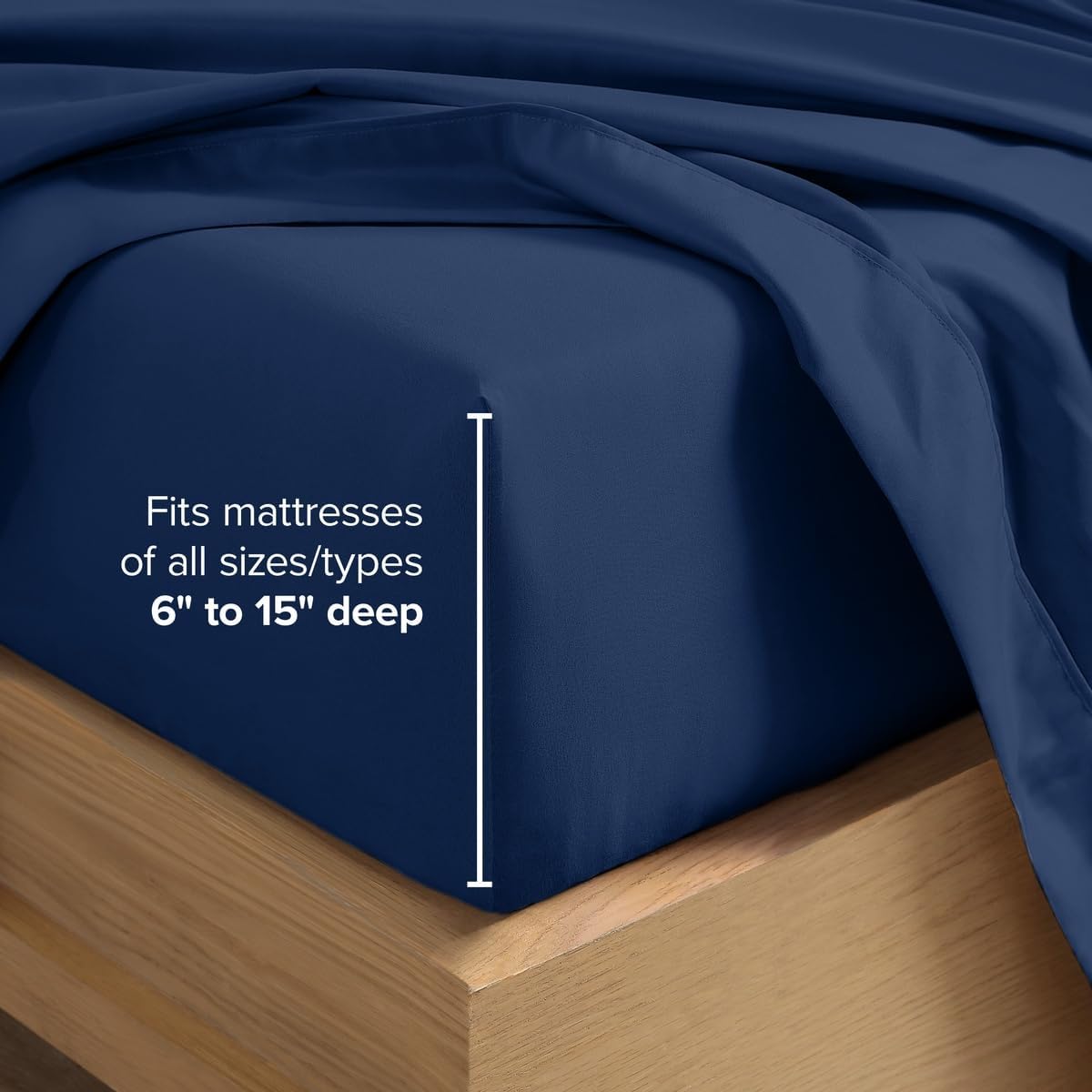 Bare Home Queen Sheet Set - 1800 Ultra-Soft (Queen, Dark Blue) - Image 6