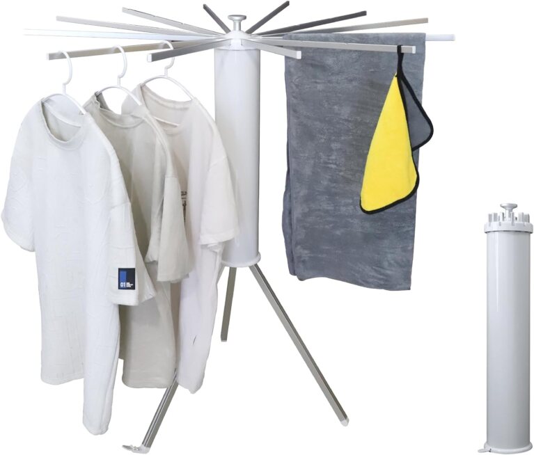 RFOUO Foldable Clothes Drying Rack Tripod with Aluminum 12 Rods