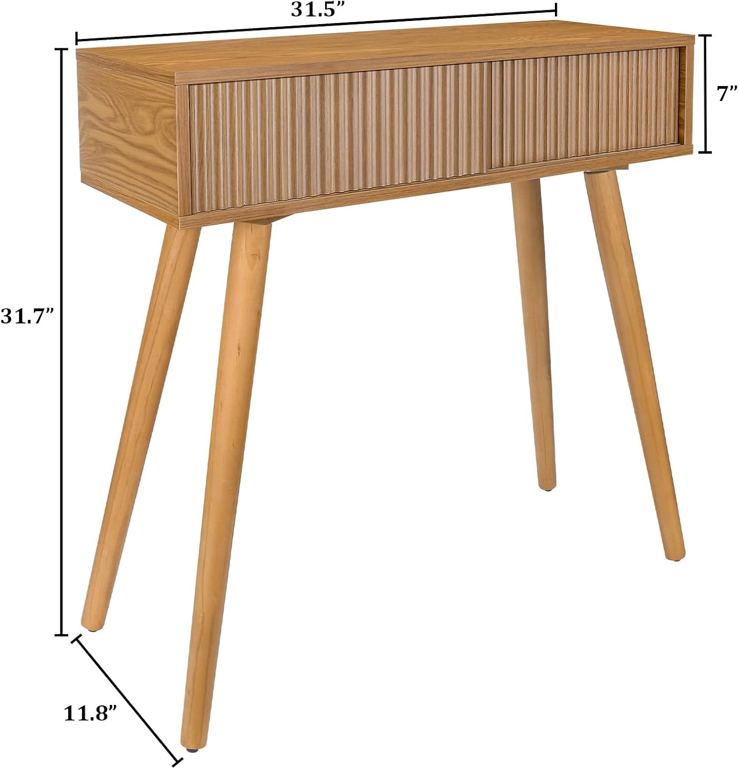 Console Table, Small Console Tables for Entryway,31" Vanity Desk Fluted Dresser Side Table, Brown Entry Table Narrow Console Table Modern Hallway Table Modern Sofa Table for Living Room - Image 2