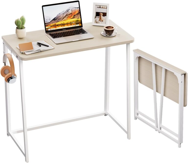 WOHOMO Folding Desk, 31.5" Foldable Computer Table for Small Spaces, Oak