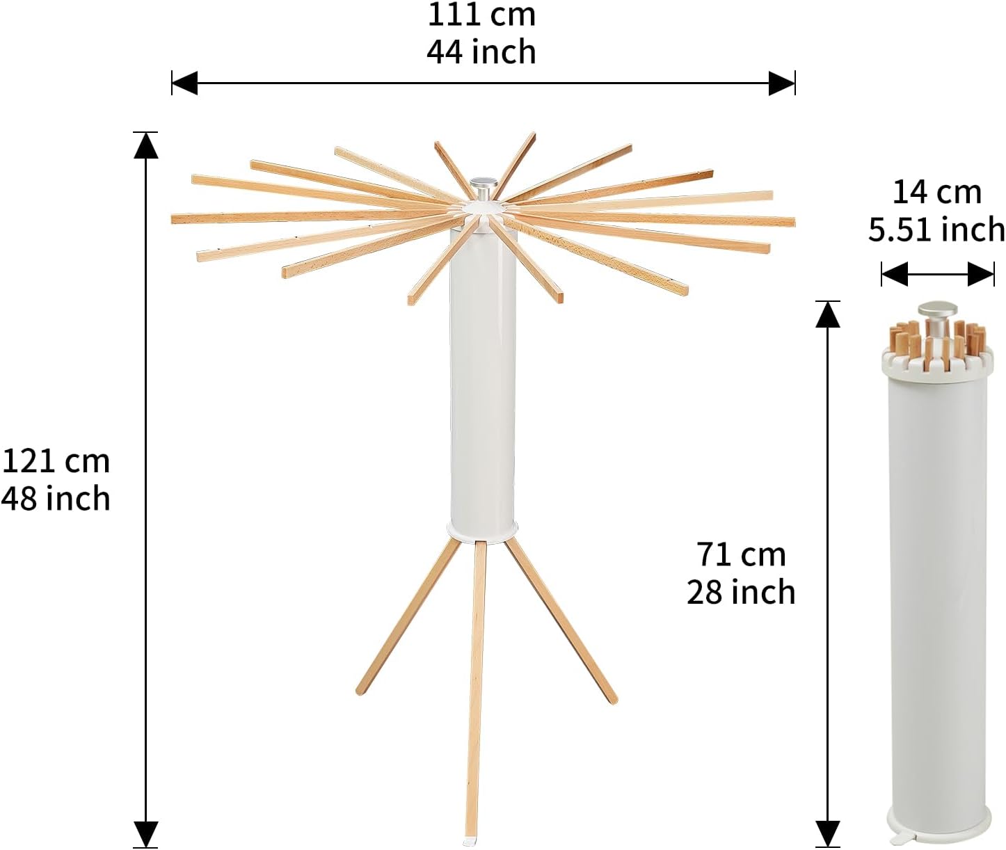 RFOUO Foldable Clothes Drying Rack Tripod with Wooden 16 Rods - Image 2