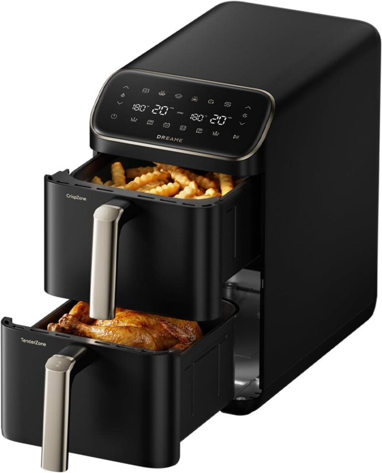 Dreame 10Qt Dual Basket Air Fryer, Ceramic Coated, Dual-Zone Compact Design