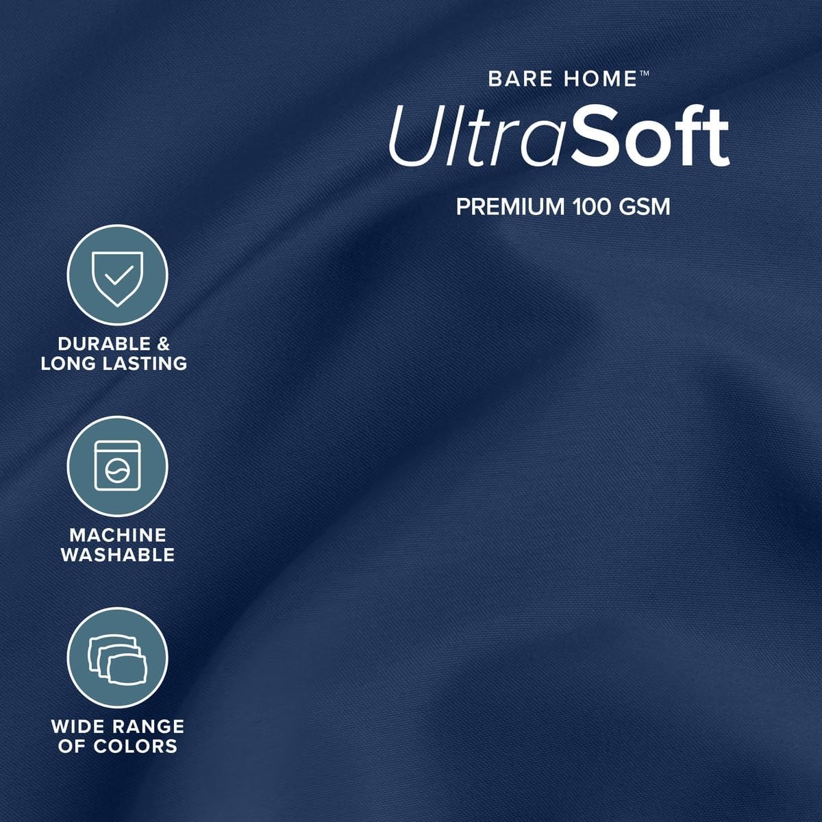 Bare Home Queen Sheet Set - 1800 Ultra-Soft (Queen, Dark Blue) - Image 4