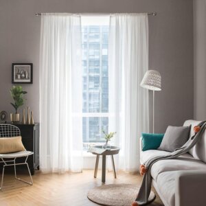 MIULEE 2 Panels White Sheer Curtain...