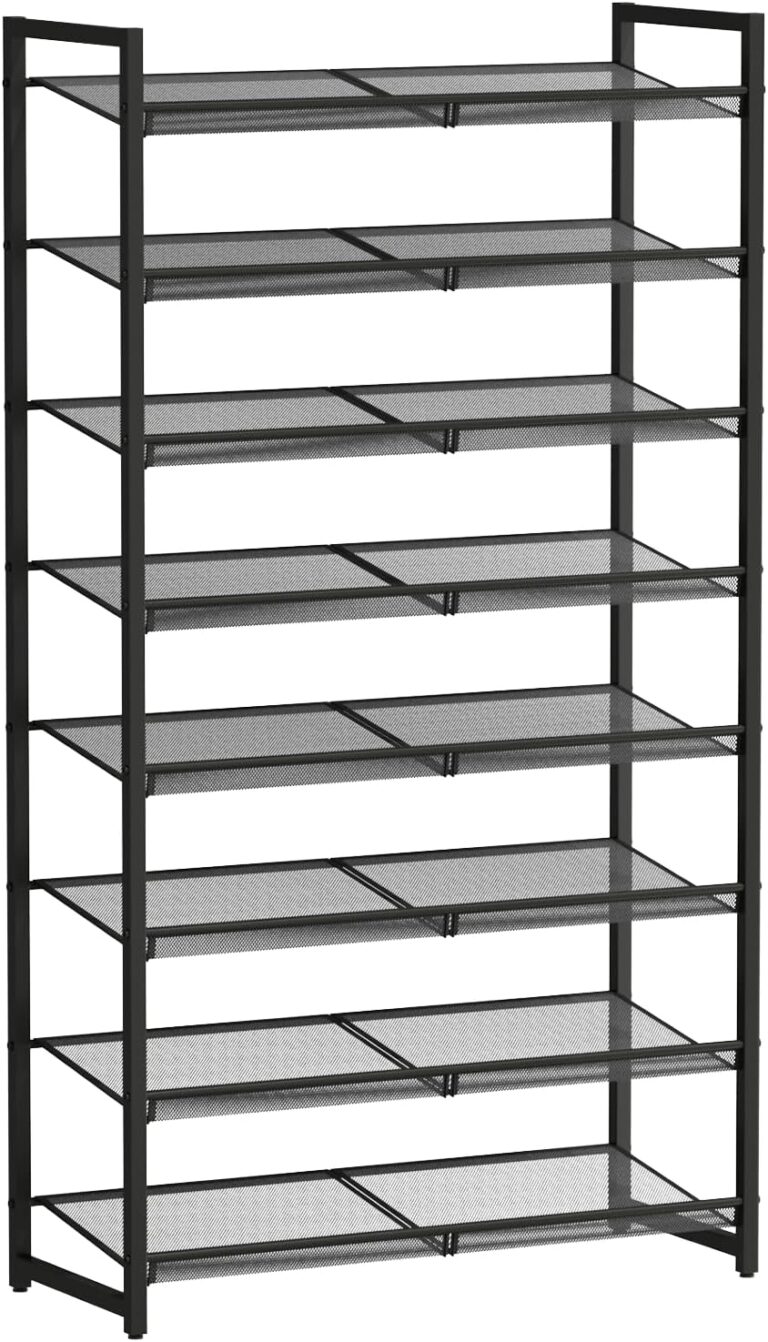 Shoe Rack, 8-Tier Metal Shoe Organizer, Tall Shoe Rack for Closet,entryway,Garage, with Adjustable Flat or Angled Shelves, 32-40 Pairs,Shoes that can accommodate the Whole Family.