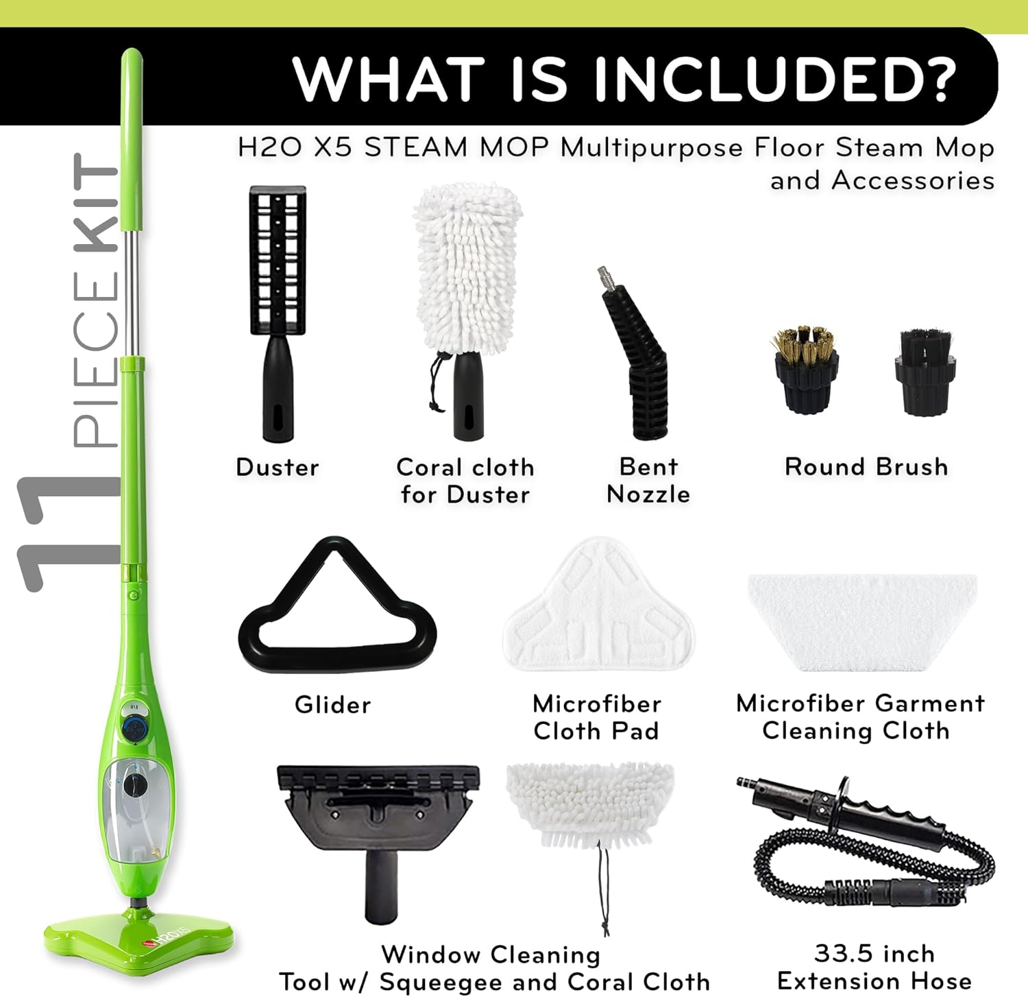 H2O X5 Steam Mop & Handheld Steam Cleaner | 5-in-1 Floor Steamer | Hardwood, Tile & Laminate Cleaner | Carpet Glider Included | Grout, Window & Garment Attachments - Image 2