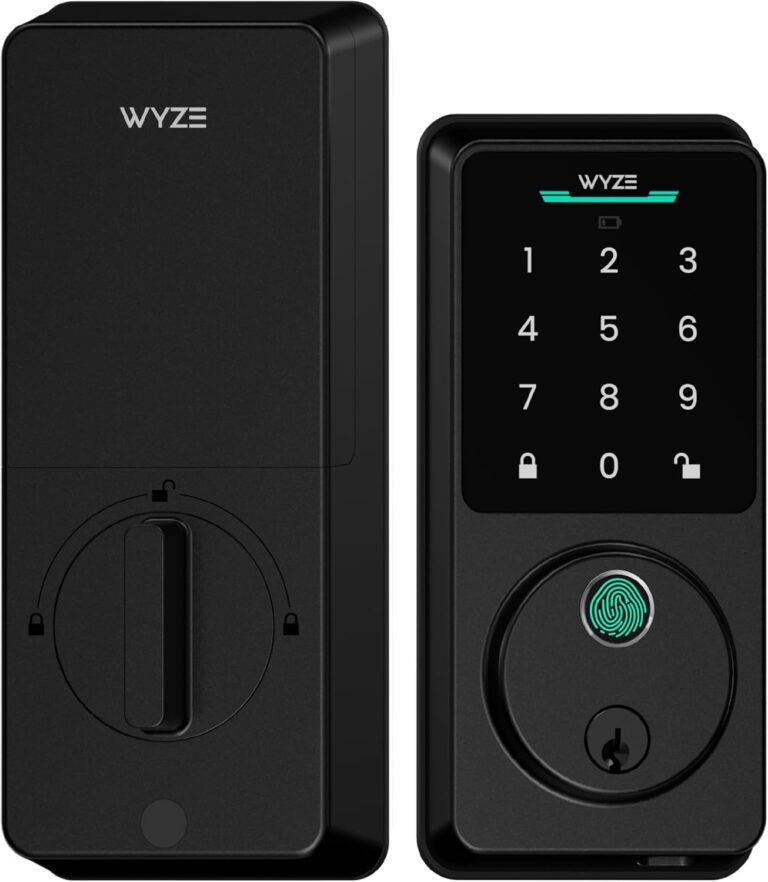 Wyze Auto-Lock Bolt v2, Fingerprint Keyless Entry Smart Lock, AI Learning Scanner with Wi-Fi Front Door Lock Deadbolt, Auto-Lock, 8 Months Battery, BHMA2, IP53, Anti-Peep Keypad, Backup Keys