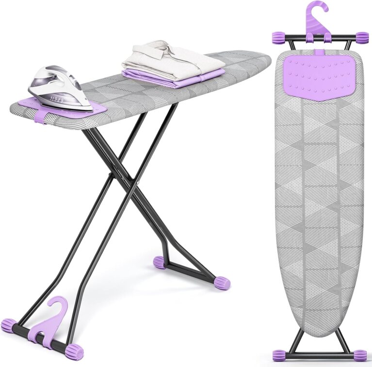 KINGBOARD Ironing Board with Silicon Iron Mat, Heavy Duty Leg 13x43 Grey