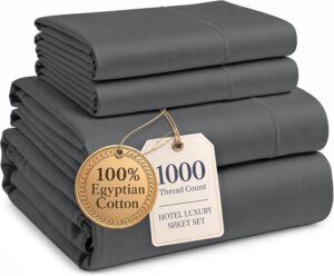 LANE LINEN King Size Sheets 100% Eg...