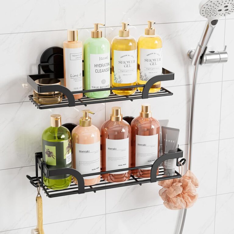 TAILI Shower Caddy Suction Cup 2 Pack, Heavy Duty Bathroom Basket, Black