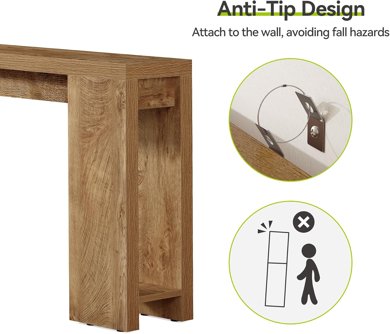 LITTLE TREE 70.9-Inch Long Console Table, Narrow Sofa Table Behind the Couch, Farmhouse Console Table for Living Room, Entryway, Hallway - Image 8
