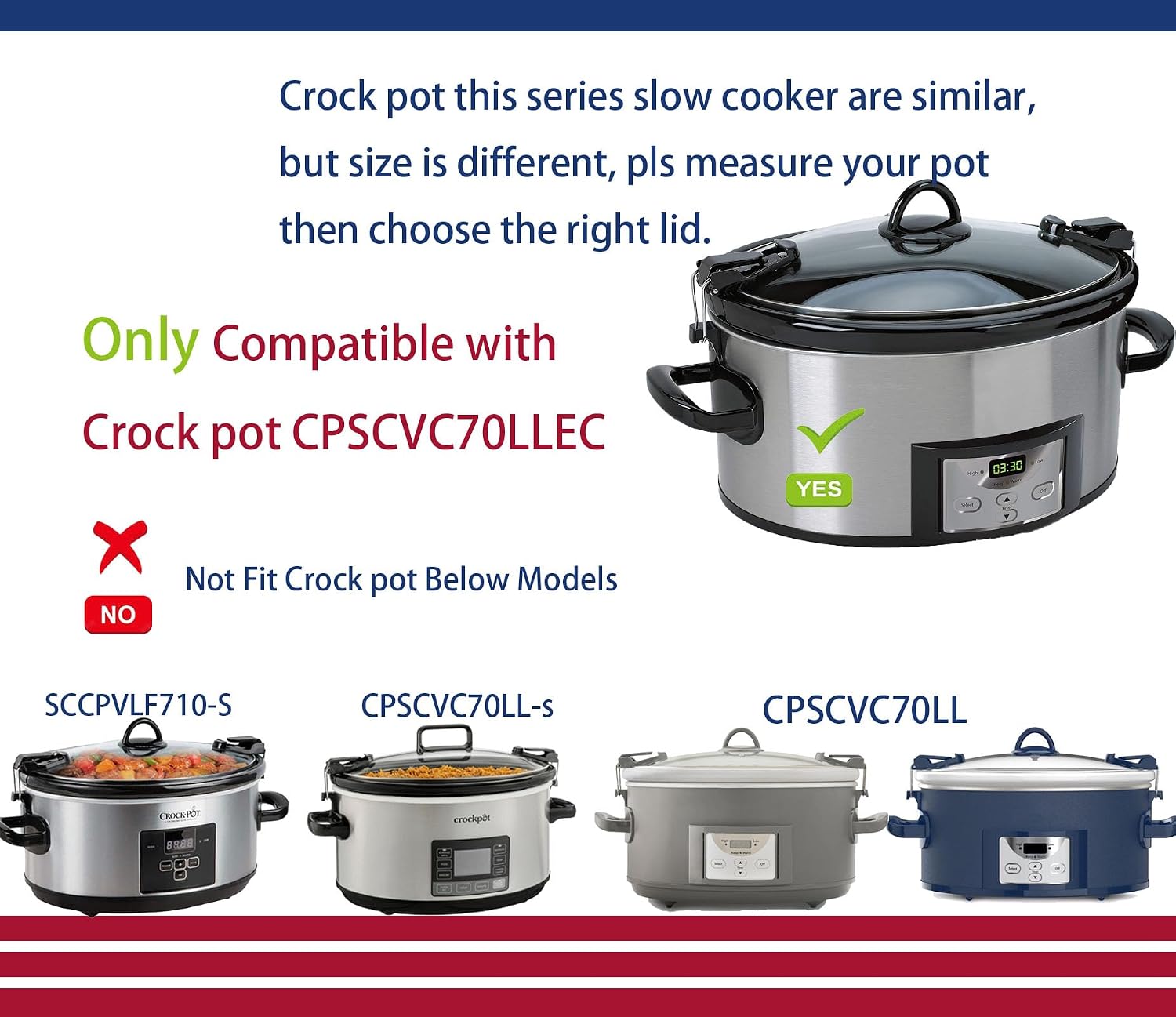 6 Quart oval Slow Cooker Ceramic Pot Replacement, Compatible Crockpot Replacement Stoneware insert pot, Fit Model CPSCVO60LL-BP/SCCPVL600-S-BR/CPSCVC60LL-S,Compatible with crockpot replacement parts - Image 4