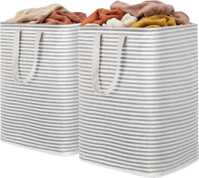 Lifewit 90L Large Laundry Baskets, 2 Pack, Reinforced Handles, Grey