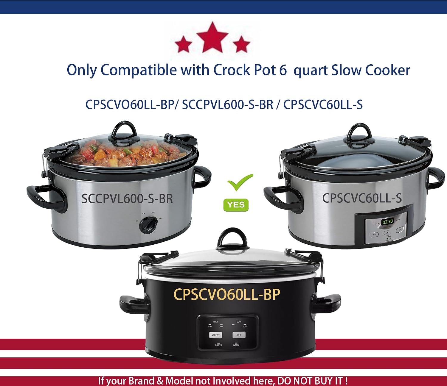 6 Quart oval Slow Cooker Ceramic Pot Replacement, Compatible Crockpot Replacement Stoneware insert pot, Fit Model CPSCVO60LL-BP/SCCPVL600-S-BR/CPSCVC60LL-S,Compatible with crockpot replacement parts - Image 3