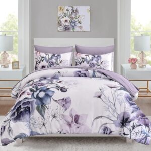 Luxudecor Floral Comforter Set Quee...