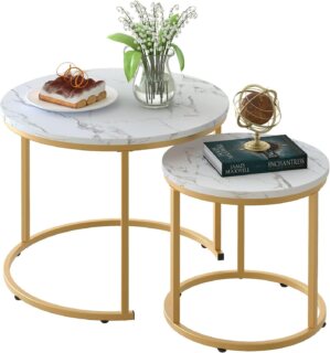 aboxoo Coffee Table Nesting White S...