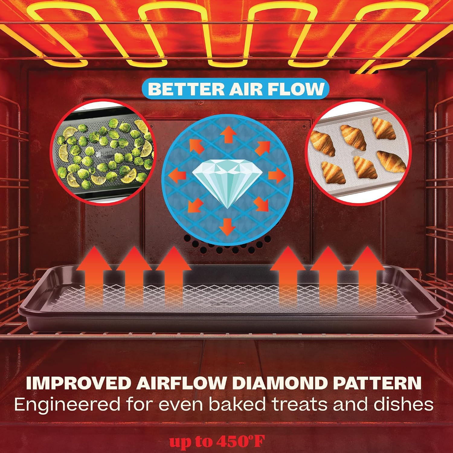 9-Piece Baking Pans Set Nonstick, Stackable Non Toxic Bakeware Sets with Diamond Texture, Oven Pan Set for Cooking, Includes Cookie Sheet with Rack, Cake Pan, Roasting Pan, Muffin Tin, Diamond Black - Image 4