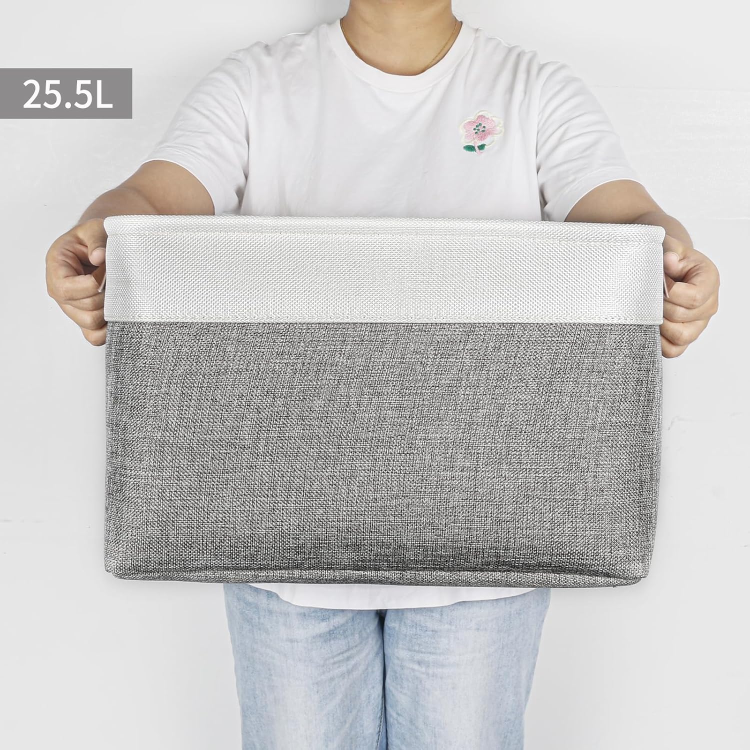 Bagnizer Storage Bins Large Fabric Storage Baskets for Shelves 3 Pack, Decorative Linen Closet Baskets with Handles for Organizing, Shelf, Clothes, Home, Office, 15x11x9.5Inches (Grey&White) - Image 7