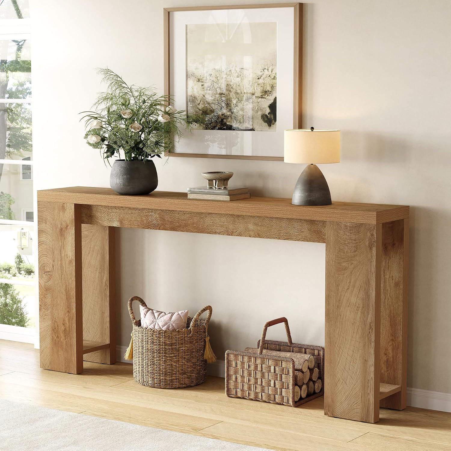 LITTLE TREE 70.9-Inch Long Console Table, Narrow Sofa Table Behind the Couch, Farmhouse Console Table for Living Room, Entryway, Hallway - Image 7