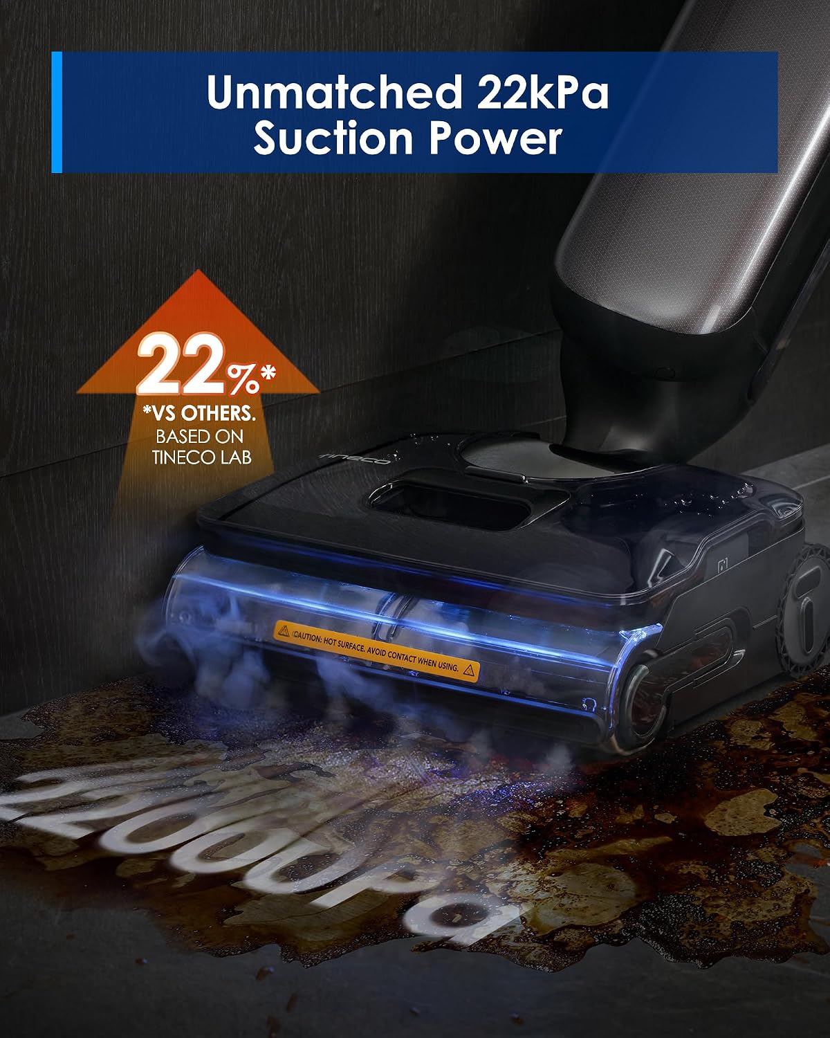 Tineco Floor One S9 Artist Steam Wet Dry Vacuum Cleaner, High-Temp Steam Cleaning, 22kPa Suction, 360° SmoothDrive, Anti-Tangle Design, 185°F Flashdry, Long Runtime, 180° Lay-Flat - Image 3