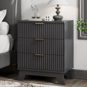 Xixini Fluted Nightstand with 3 Dra...