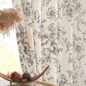 jinchan Vintage Floral Linen Curtai...