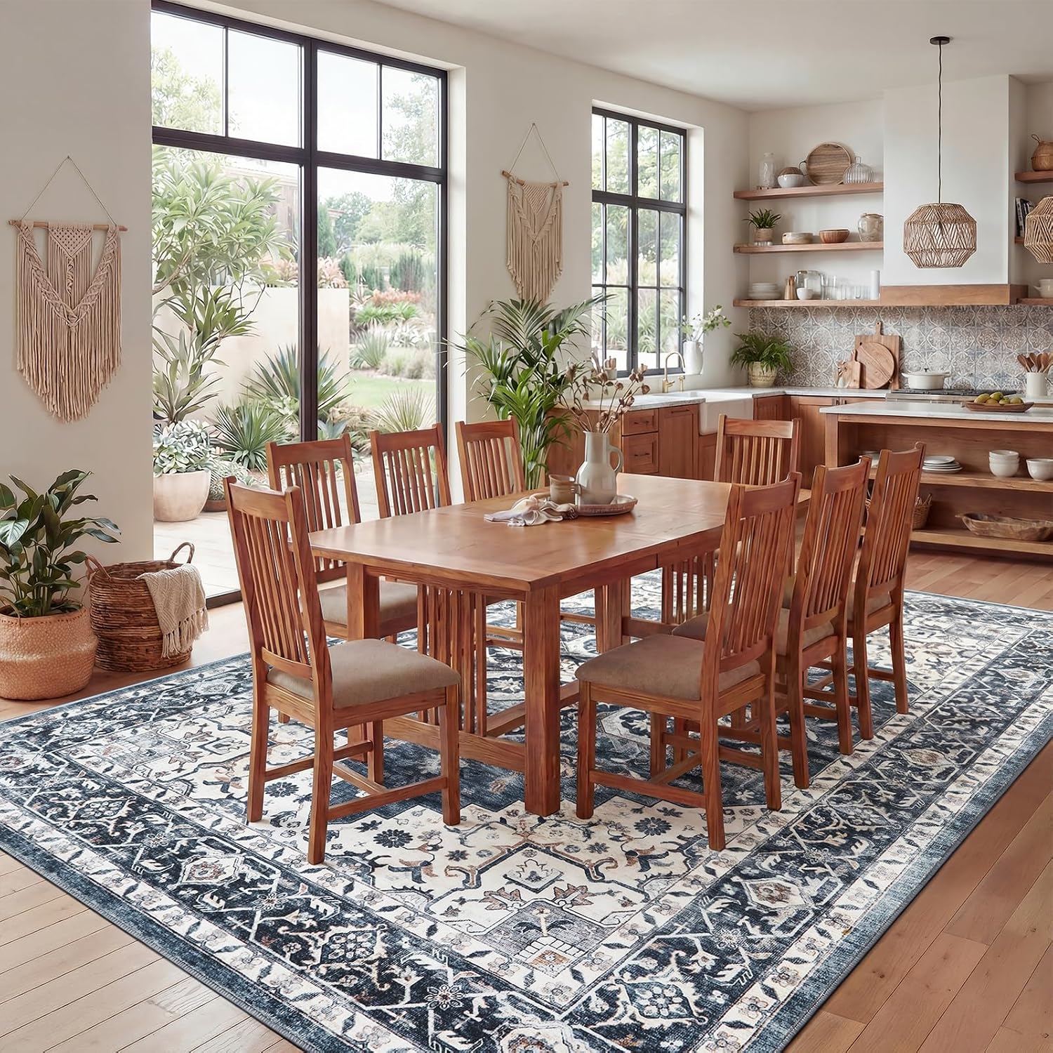 AMADA HOMEFURNISHING 9x12 Washable Area Rug, Low-Profile Large Area Rug with Non-Slip Backing & Durable Edge Binding, Vintage Large Rugs for Living Room, Bedroom & Dinning Room - Image 8
