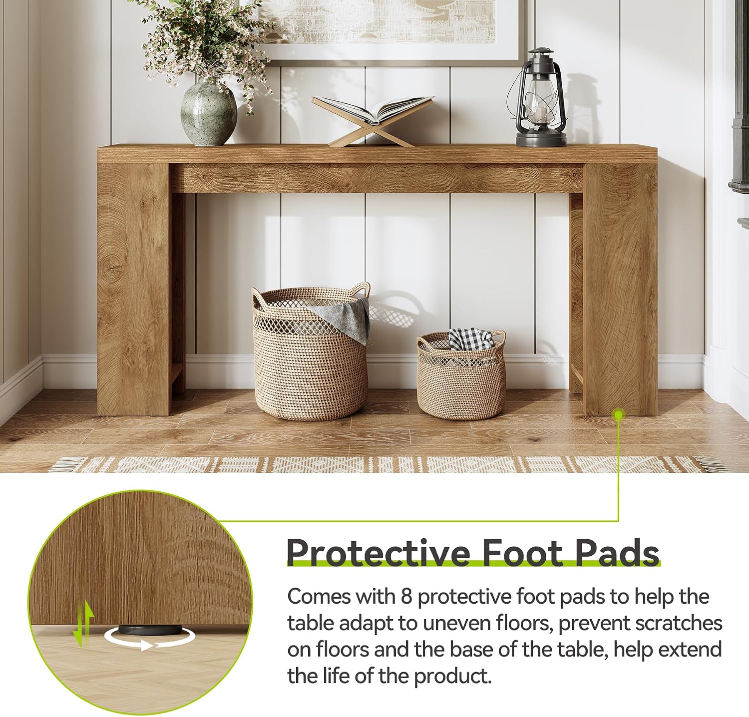 LITTLE TREE 70.9-Inch Long Console Table, Narrow Sofa Table Behind the Couch, Farmhouse Console Table for Living Room, Entryway, Hallway - Image 6