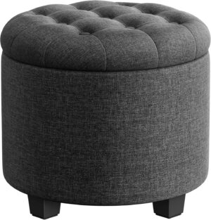 SONGMICS Round Ottoman with Storage...
