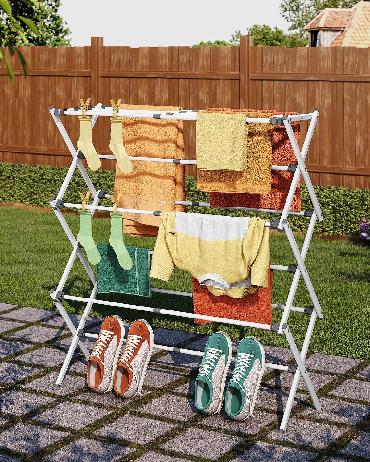 APEXCHASER 3-Tier Foldable Clothes Drying Rack, 37.6" H, White - Image 8