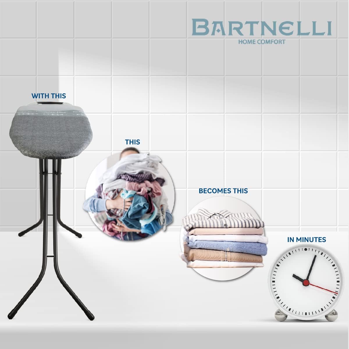 Bartnelli by Rorets Classic Ironing Board with New Patent EZ-Glide Technology, Made in Europe, Premium Iron Board with Iron Rest, 4 Layer Cover, 13x43 Surface, Height Adjustable to 36", 4 Steel Legs - Image 7