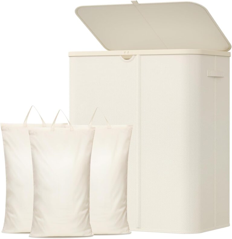Lifewit 185L 3 Section Laundry Hamper with Lid, Laundry Basket, White
