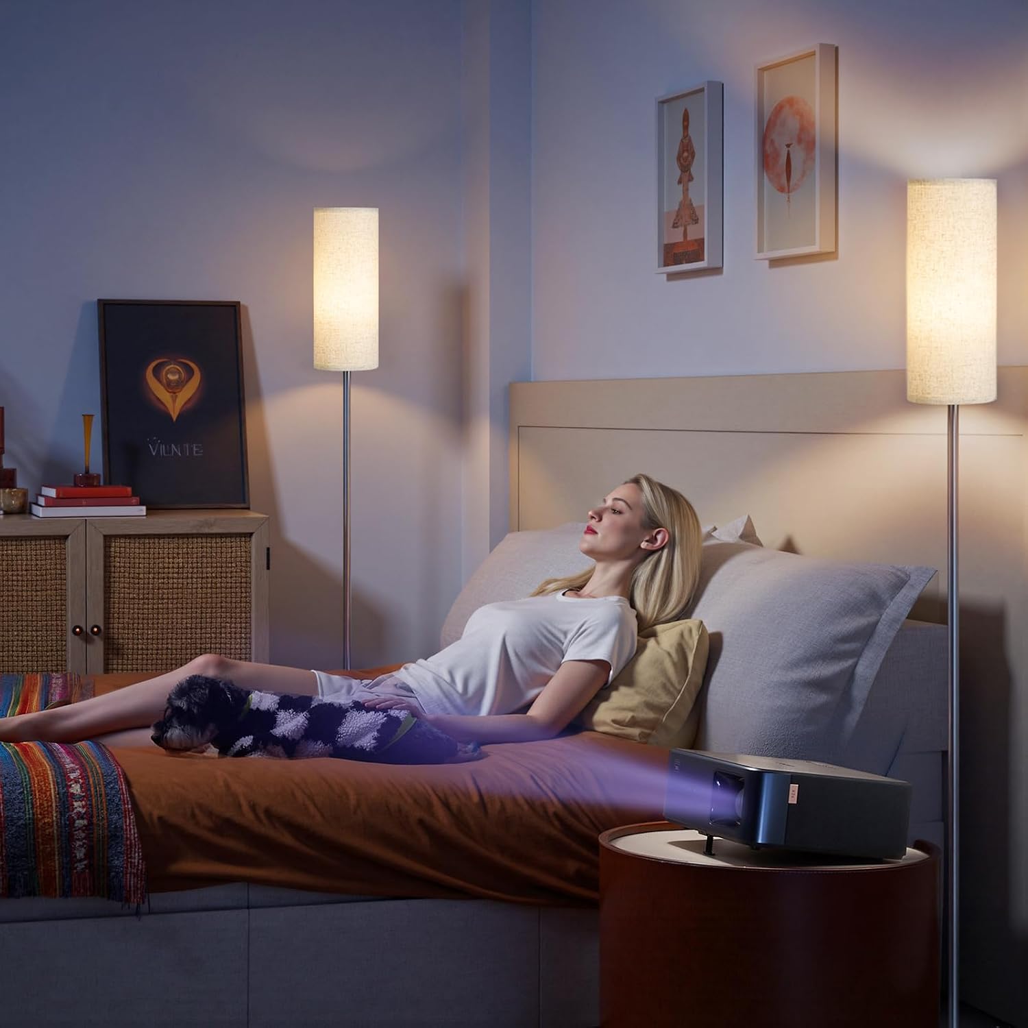 64.4” Slim Floor Lamp for Living Room with Magnetic Remote and Foot Switch, Dimmable Standing Tall Lamp Mood for Bedroom Nursery, 3 Color Temperatures, 1-Hour Timer,900LM Bulb Included,Beige E06LD05W1 - Image 3