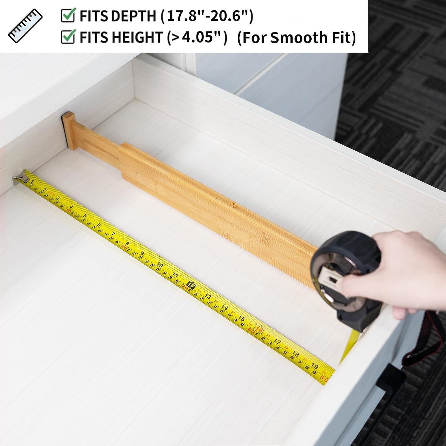 Utoplike 4 Pcs Bamboo Kitchen Drawer Dividers, Large Drawers Organizers - Image 7