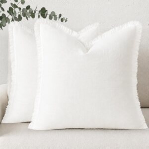 decorUhome Linen Fringe Cream White...