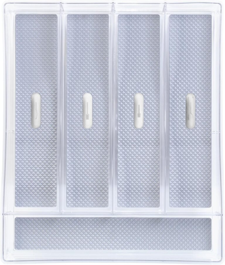 Glad Silverware & Utensil Drawer Organizer - Divided Clear Plastic Storage Tray with 5 Compartments for Kitchen Flatware and Cutlery - BPA Free, Food Safe, Non Slip, 11x13 inches