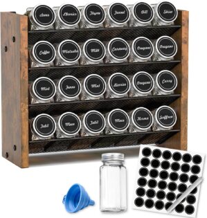 Spice Rack Organizer with 24 Glass ...