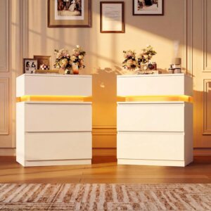 FOTOSOK Nightstands Set of 2 with L...