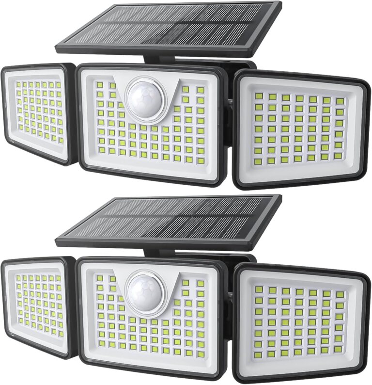 daphino 2500LM Solar Lights, Motion Sensor Outdoor Lights, 3-Head, 2 Pack