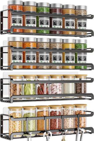 Bunoxea Spice Rack Wall Mounted 4 P...