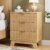 Xixini Fluted Nightstand with 3 Drawers, 24″ Wide Side Table, Natural Oak