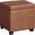 SONGMICS Square Storage Ottoman with Hinged Lid, 16.9 x 16.9 x 18.1 Inches