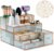 Youdepot Makeup Organizer Countertop – Tempered Glass Vanity Organizer for Cosmetics, Skincare, Hair Tools, Brushes, Perfume – Multipurpose Bathroom Counter Skincare Organizer