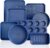 9-Piece Baking Pans Set Nonstick, Stackable Non Toxic Bakeware Sets with Diamond Texture, Oven Pan Set for Cooking, Includes Cookie Sheet with Rack, Cake Pan, Roasting Pan, Muffin Tin, Diamond Blue