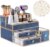 Youdepot Blue Tempered Glass Makeup Organizer