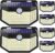 HMCITY 120 LED Outdoor Solar Lights with Motion Sensor and 3 Lighting Modes, IP65 Waterproof Wide Solar Wall Lights Ideal for Garden Patio Yard (Front Button 6Packs, Black Shell-Daylight White)